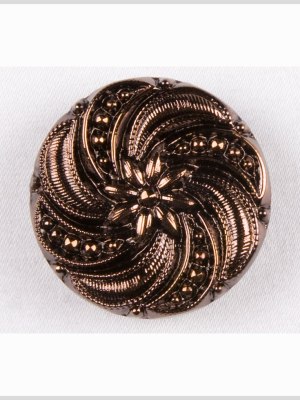 Copper Floral and Swirl Glass Button – 44L/28mm Copper Floral and Swirl Glass Button – 44L/28mm
