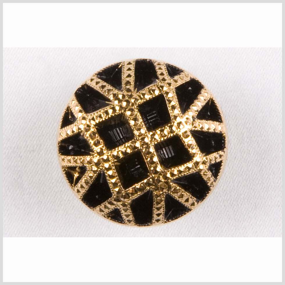 Black and Gold Studded Glass Shank Back Button – 18L/11.5mm Black and Gold Studded Glass Shank Back Button – 18L/11.5mm