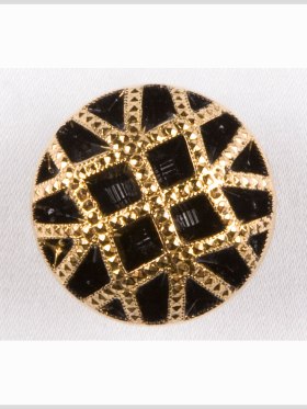 Black and Gold Studded Glass Shank Back Button – 18L/11.5mm Black and Gold Studded Glass Shank Back Button – 18L/11.5mm