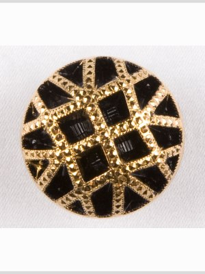 Black and Gold Studded Glass Shank Back Button – 22L/14mm Black and Gold Studded Glass Shank Back Button – 22L/14mm
