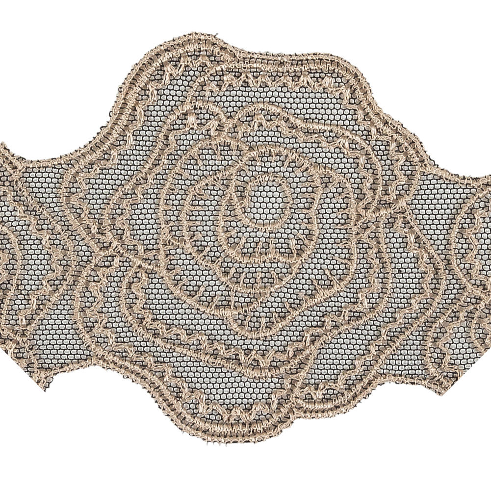 Dark Beige Embroidered & Eyelet Lace