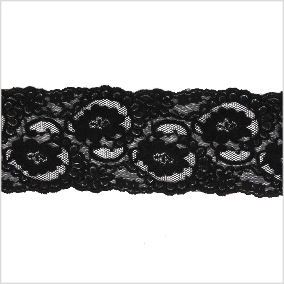 Black Corded Lace Trim – 3.75″ Black Corded Lace Trim – 3.75″