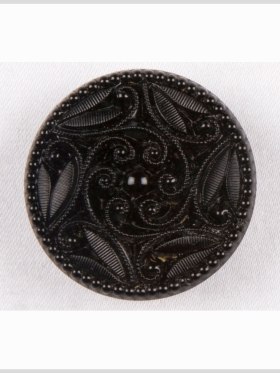 Black Floral Shank Back Glass Button – 22L/14mm Black Floral Shank Back Glass Button – 22L/14mm