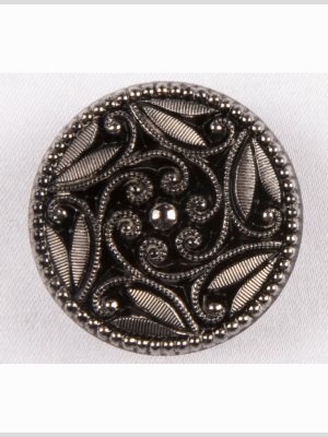 Black/Platinum Glass Button – 22L/14mm Black/Platinum Glass Button – 22L/14mm