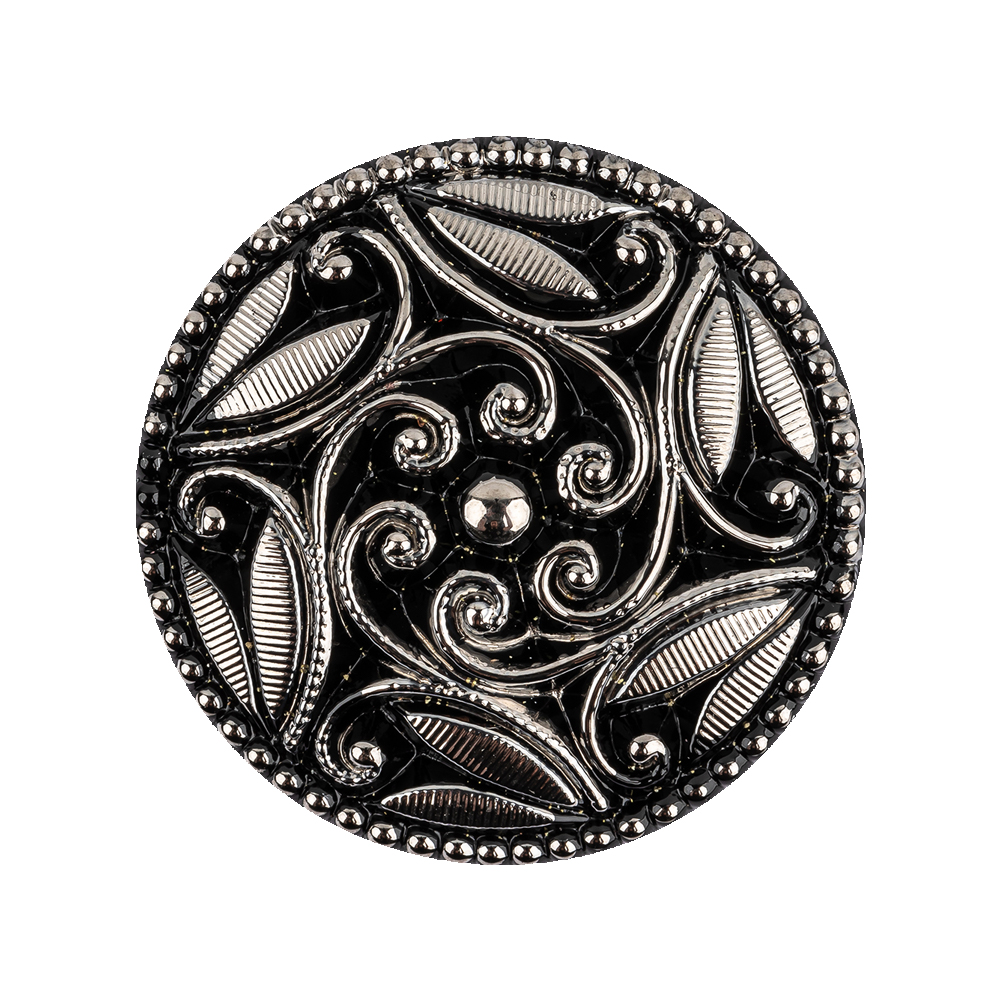 Black/Platinum Glass Button – 40L/25.5mm Black/Platinum Glass Button – 40L/25.5mm