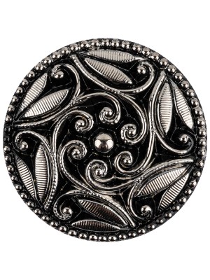 Black/Platinum Glass Button – 40L/25.5mm Black/Platinum Glass Button – 40L/25.5mm