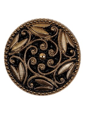 Black/Gold Glass Button – 42L/27mm Black/Gold Glass Button – 42L/27mm