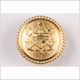 Metal Shank Back Button – 24L/15mm – Gold Nautical Crest Metal Shank Back Button – 24L/15mm – Gold Nautical Crest