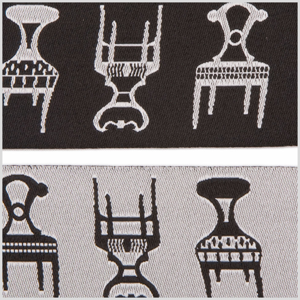 1.625" Black/White French Jacquard Ribbon