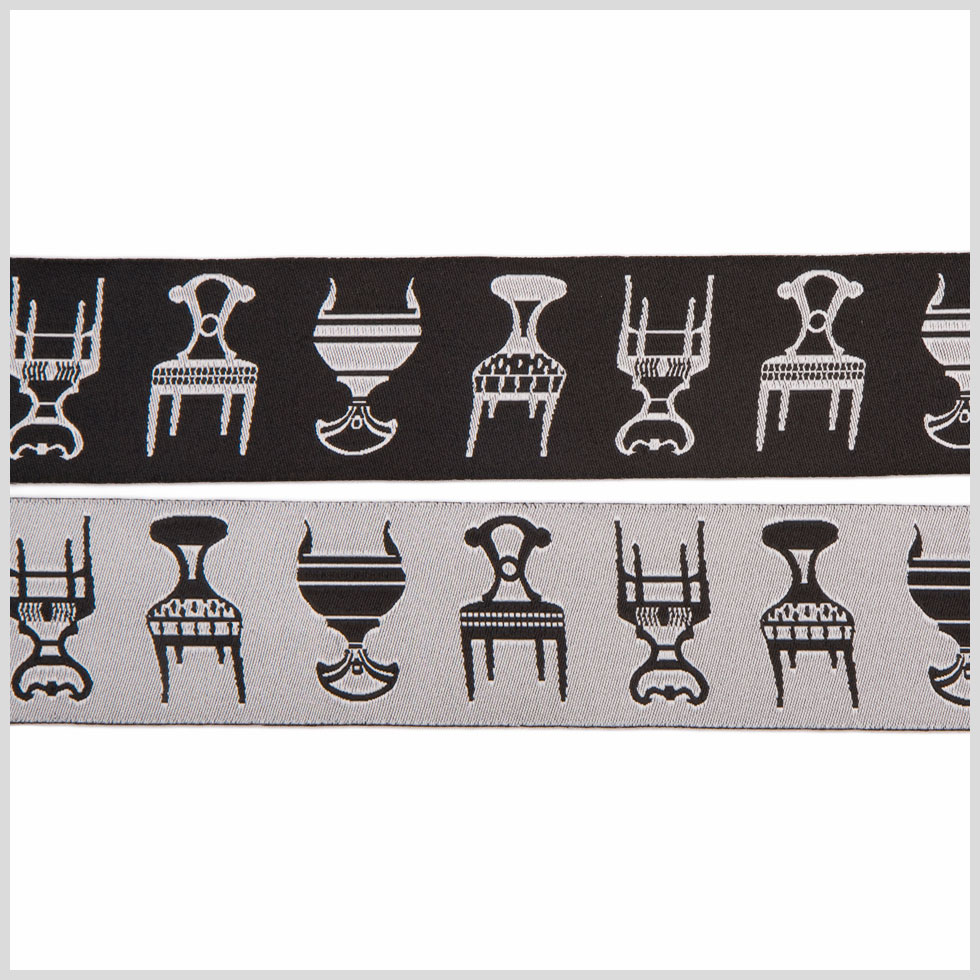 1.625″ Black/White French Jacquard Ribbon 1.625″ Black/White French Jacquard Ribbon