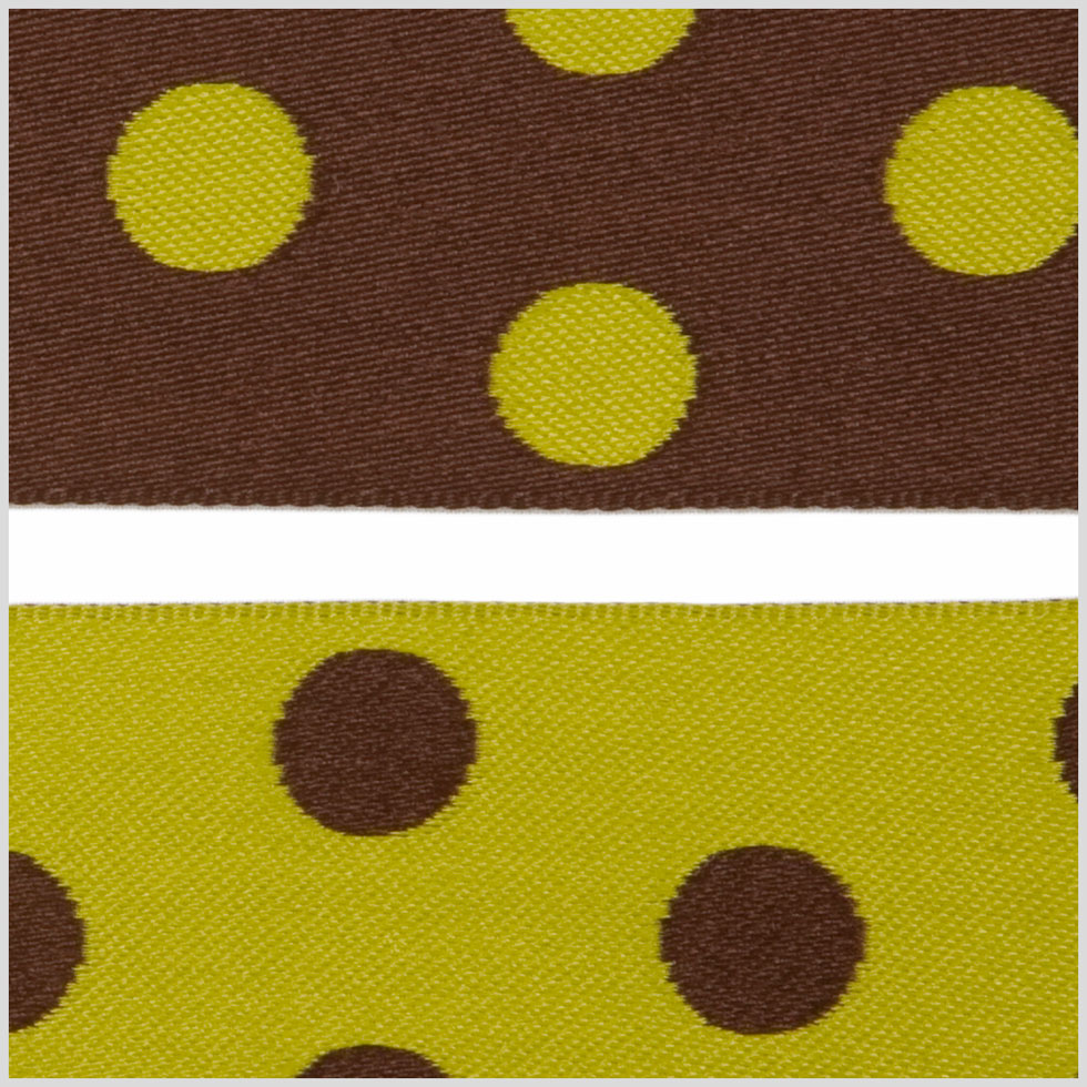 Brown/Green French Jacquard Ribbon
