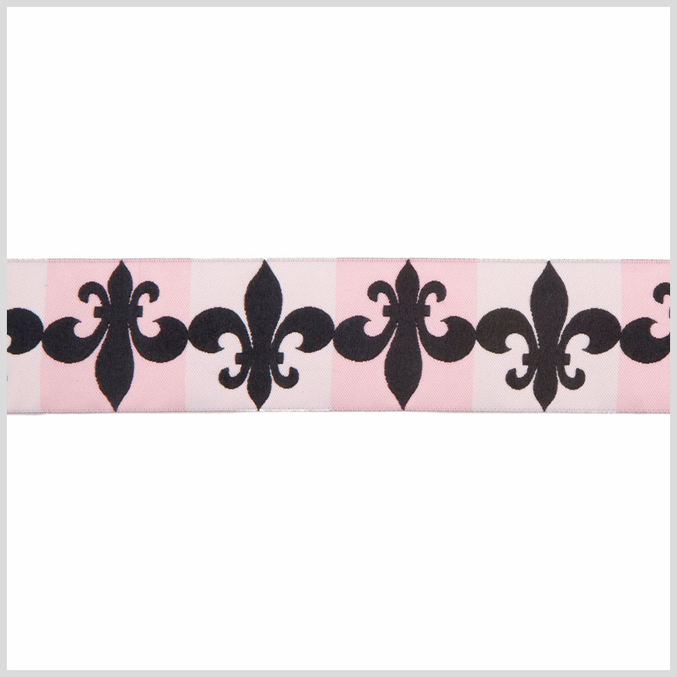 1.5″ Baby Pink/Black French Jacquard Ribbon 1.5″ Baby Pink/Black French Jacquard Ribbon