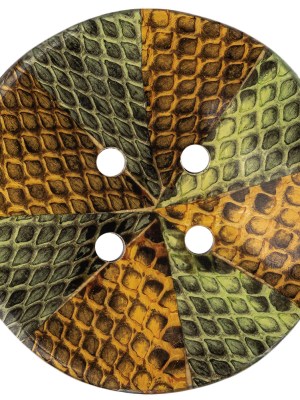 Lime Green and Harvest Pumpkin Snakeskin Coconut Button – 80L/50.8mm Lime Green and Harvest Pumpkin Snakeskin Coconut Button – 80L/50.8mm