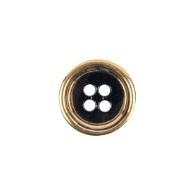 Black and Gold Edged 4-Hole Glass Button – 24L/15mm Black and Gold Edged 4-Hole Glass Button – 24L/15mm