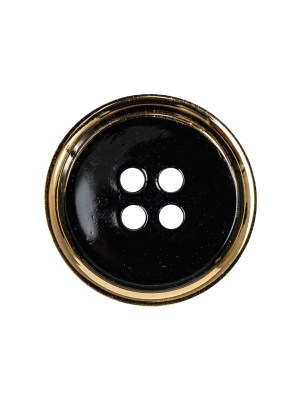Black and Gold Edged 4-Hole Glass Button – 36L/23mm Black and Gold Edged 4-Hole Glass Button – 36L/23mm