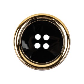 Black and Gold Edged 4-Hole Glass Button – 42L/27mm Black and Gold Edged 4-Hole Glass Button – 42L/27mm