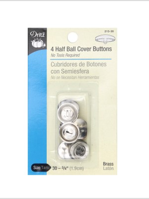 Dritz 4 Size 30 – 3/4″ Half Ball Cover Buttons Dritz 4 Size 30 – 3/4″ Half Ball Cover Buttons