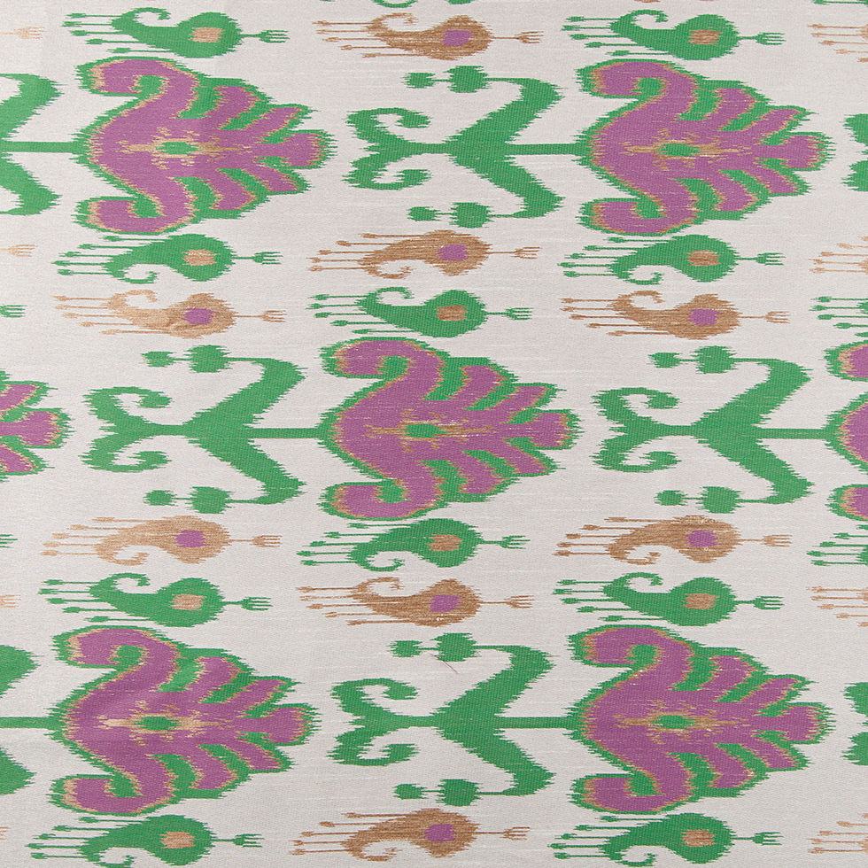 Green and Purple Double-Wide Ikat Print Poly Woven Green and Purple Double-Wide Ikat Print Poly Woven