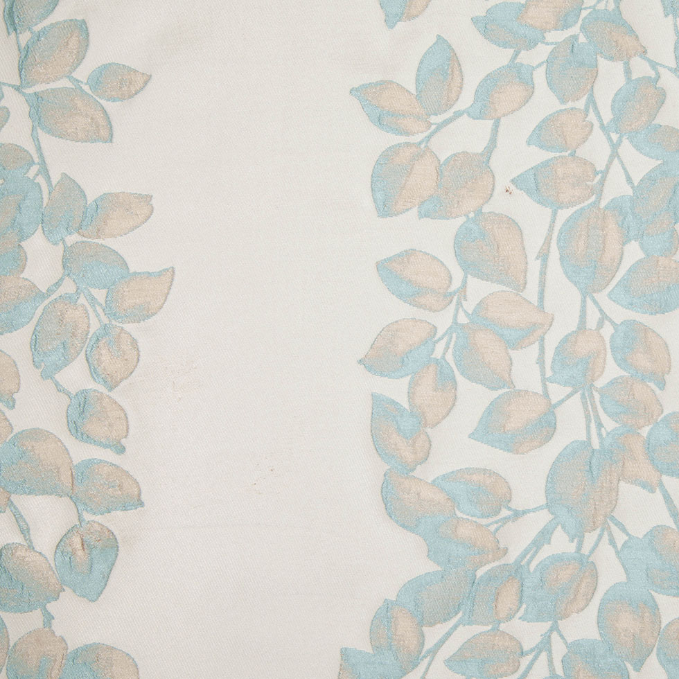 Ivory and Aqua Columns of Leaves Brocade Ivory and Aqua Columns of Leaves Brocade