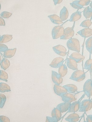 Ivory and Aqua Columns of Leaves Brocade Ivory and Aqua Columns of Leaves Brocade