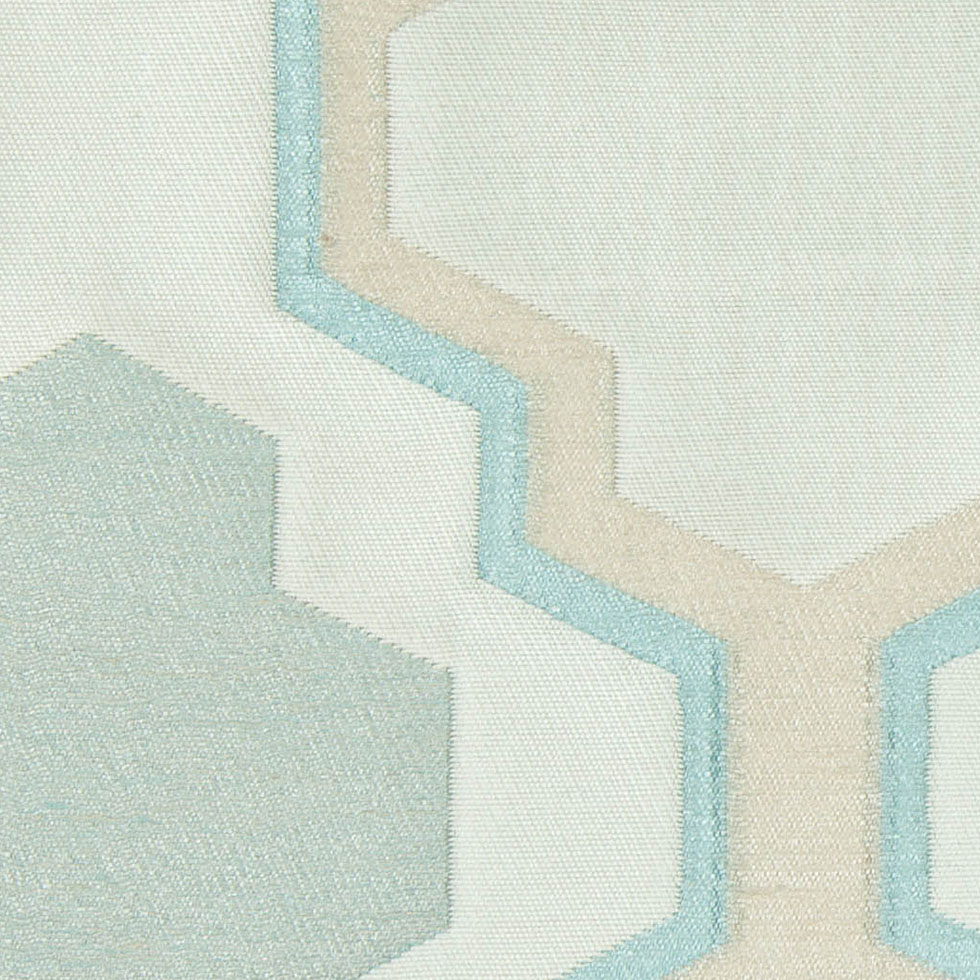 Ivory and Aqua Geometric Lines and Shapes Satiny Brocade Ivory and Aqua Geometric Lines and Shapes Satiny Brocade