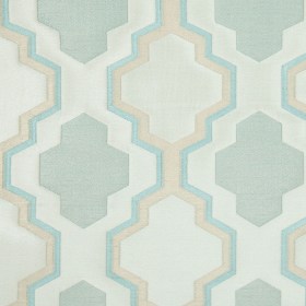 Ivory and Aqua Geometric Lines and Shapes Satiny Brocade Ivory and Aqua Geometric Lines and Shapes Satiny Brocade