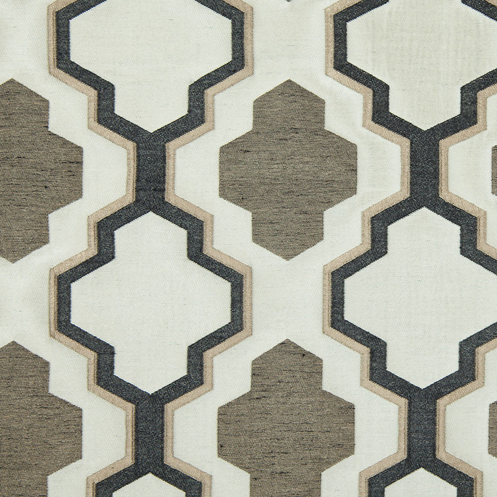 Beige and Black Geometric Lines and Shapes Satiny Brocade Beige and Black Geometric Lines and Shapes Satiny Brocade