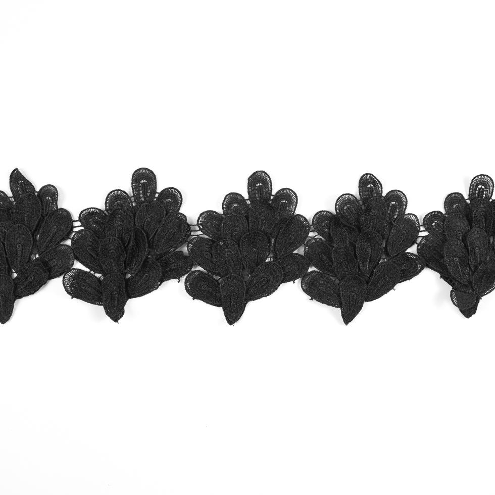 Metallic Black 3D Lace Trim – 5.5″ Metallic Black 3D Lace Trim – 5.5″