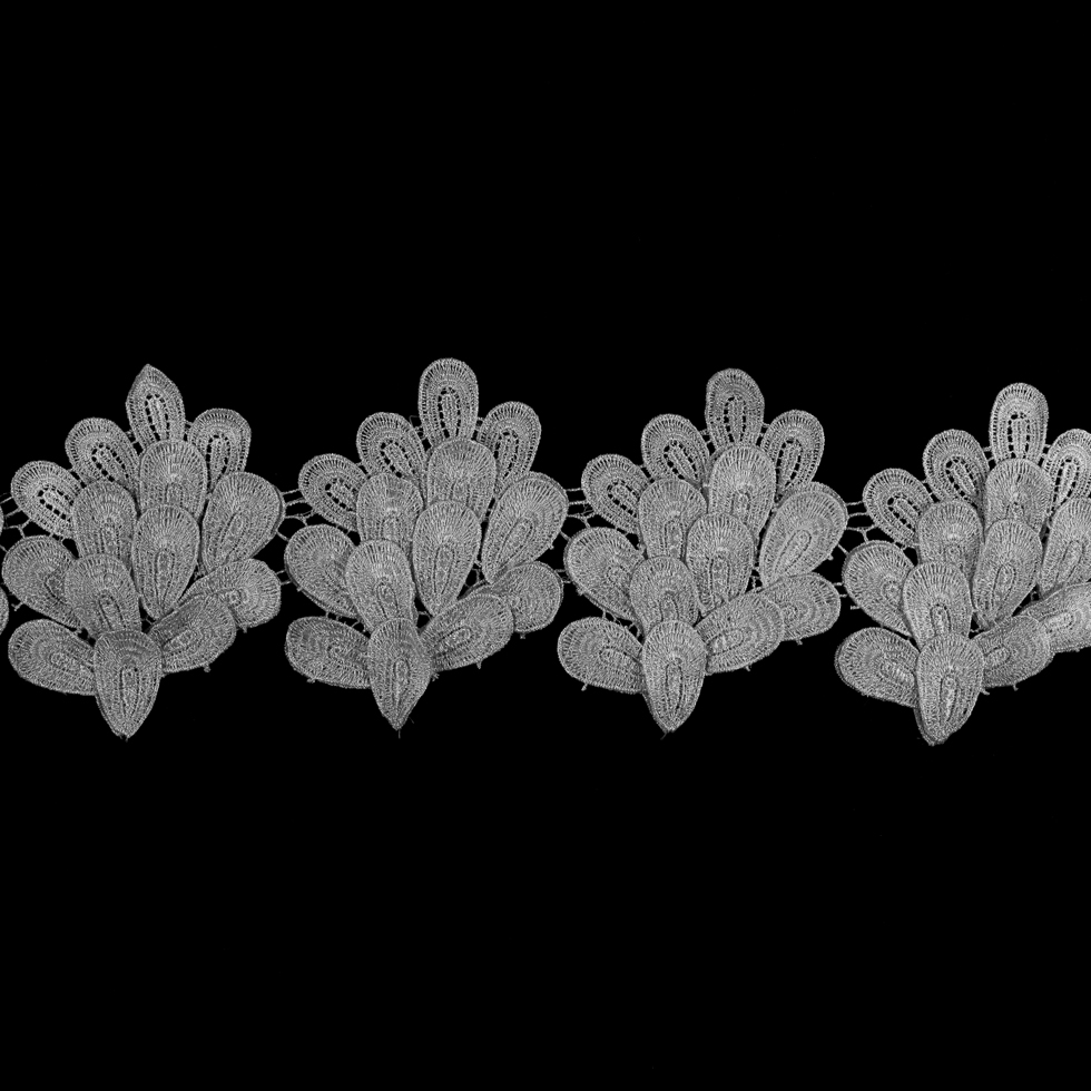 Metallic Silver 3D Lace Trim – 5.5″ Metallic Silver 3D Lace Trim – 5.5″