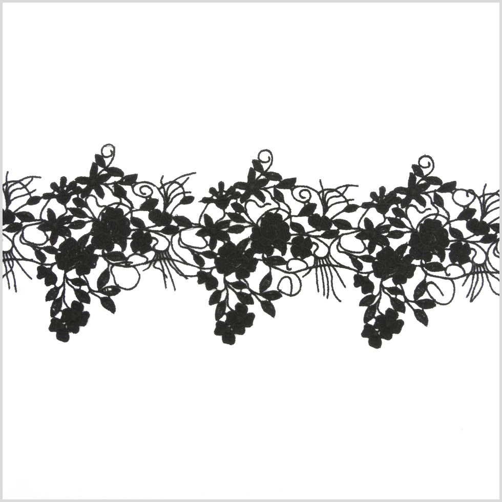 3″ Metallic Black Floral Lace Trim 3″ Metallic Black Floral Lace Trim