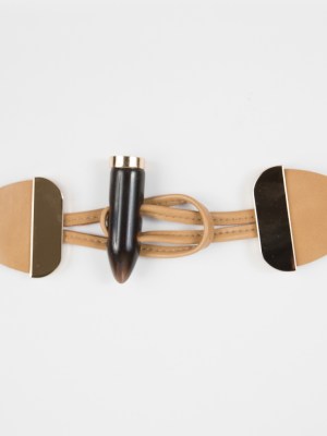 Tan/Gold Faux Leather Toggle Closure Tan/Gold Faux Leather Toggle Closure