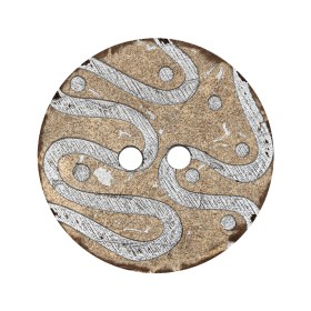 Italian Beige and Silver Swirls Etched Coconut Button – 48L/30.5mm Italian Beige and Silver Swirls Etched Coconut Button – 48L/30.5mm