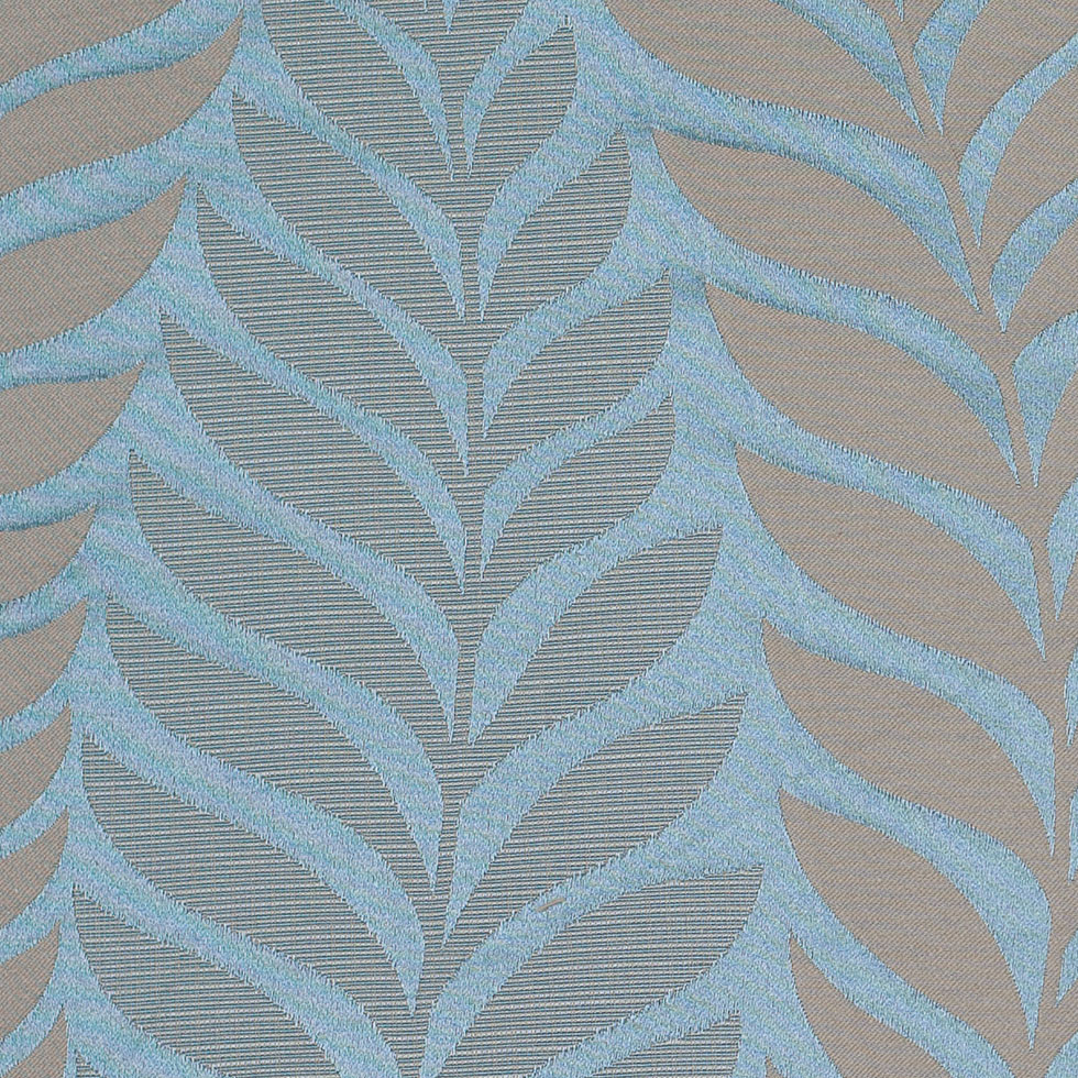 Canal Blue and Taupe Leaves Satin Jacquard Canal Blue and Taupe Leaves Satin Jacquard