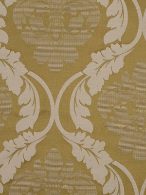 Golden Green Floral Damask-Pattern Satin Jacquard Golden Green Floral Damask-Pattern Satin Jacquard