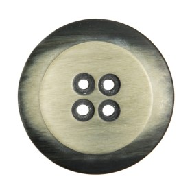 Plastic 4-Hole Button Made in Italy – 54L/34mm – Black and Ivory Striations Dish Shaped Plastic 4-Hole Button Made in Italy – 54L/34mm – Black and Ivory Striations Dish Shaped