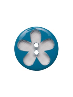 Italian Blue Floral Plastic Button – 24L/15mm Italian Blue Floral Plastic Button – 24L/15mm