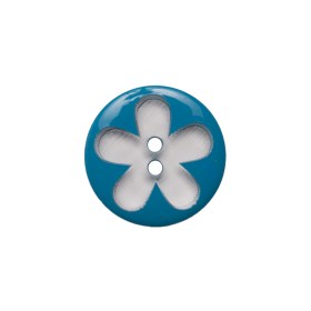 Italian Blue Floral Plastic Button – 24L/15mm Italian Blue Floral Plastic Button – 24L/15mm