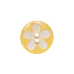 Italian Yellow Floral Plastic Button – 24L/15mm Italian Yellow Floral Plastic Button – 24L/15mm