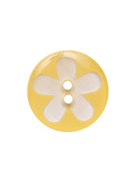 Italian Yellow Floral Plastic Button – 24L/15mm Italian Yellow Floral Plastic Button – 24L/15mm