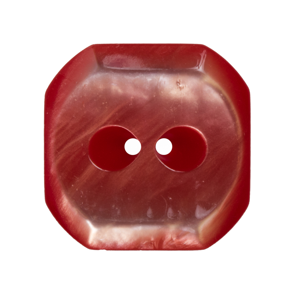 Square Plastic 2-Hole Button with Cut Corners Made in Italy – 44L/28mm – Red Shimmer Square Plastic 2-Hole Button with Cut Corners Made in Italy – 44L/28mm – Red Shimmer