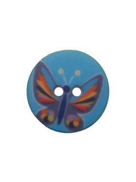 Italian Blue Butterfly Plastic Button – 24L/15mm Italian Blue Butterfly Plastic Button – 24L/15mm