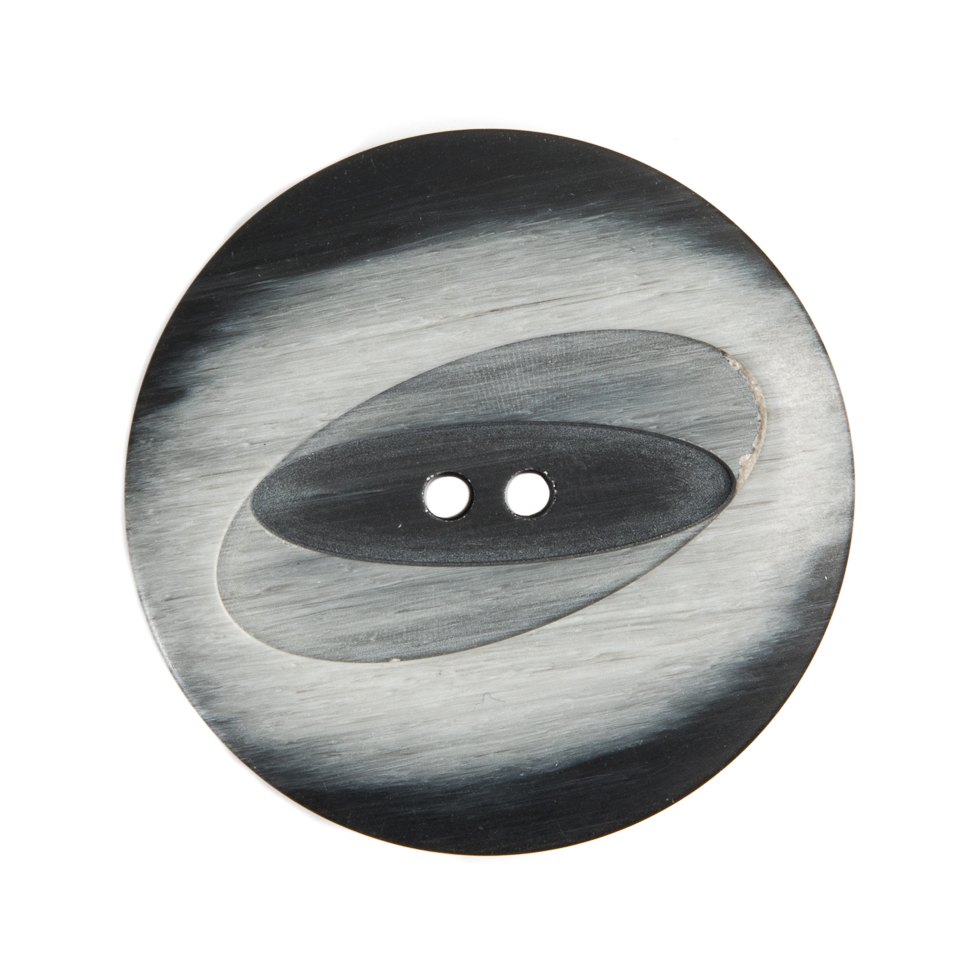 Italian Black and Silver 2-Hole Plastic Button – 44L/28mm Italian Black and Silver 2-Hole Plastic Button – 44L/28mm