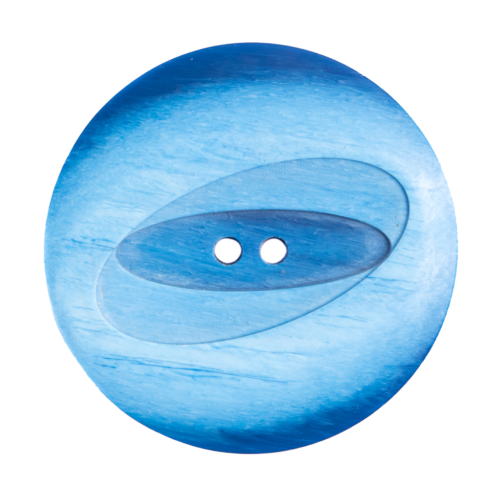 Plastic 2-Hole Button Made in Italy – 54L/34mm – Bright Blue Woodgrain with Ovals Plastic 2-Hole Button Made in Italy – 54L/34mm – Bright Blue Woodgrain with Ovals