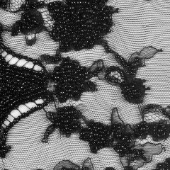 Black Scallop Edge Lacey Floral Beaded Mesh Black Scallop Edge Lacey Floral Beaded Mesh