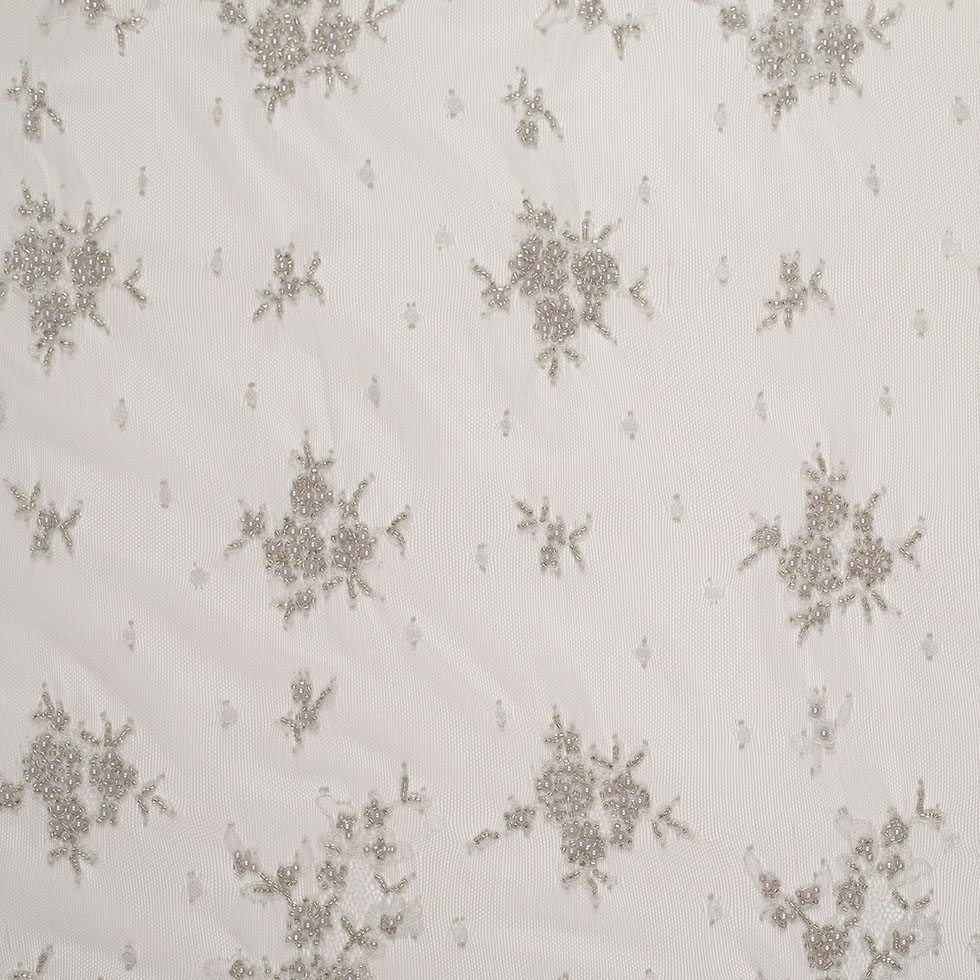 Beaded Lace – Silver Floral Beaded Lace – Silver Floral