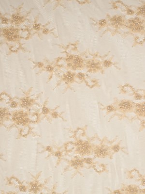 Beaded Lace – Beige Floral Beaded Lace – Beige Floral
