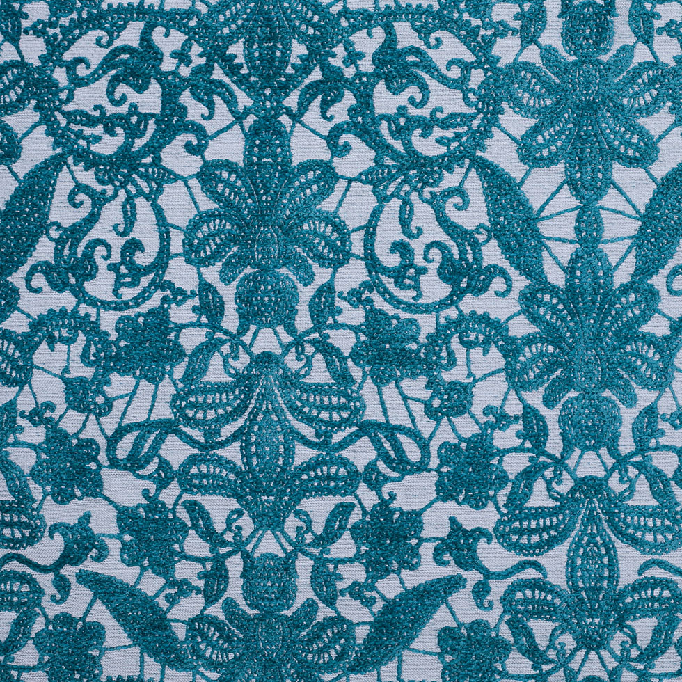 Turquoise Polyester-Viscose Embroidered Woven Turquoise Polyester-Viscose Embroidered Woven