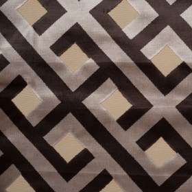 Blue Steel and Chestnut Brown Geometric Polyester-Acrylic Flocked Chenille Blue Steel and Chestnut Brown Geometric Polyester-Acrylic Flocked Chenille