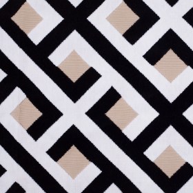 Black and White Geometric Polyester-Acrylic Flocked Chenille Black and White Geometric Polyester-Acrylic Flocked Chenille