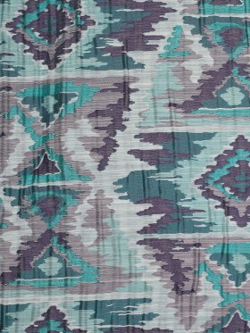 Indian Aqua/Purple Ikat-Like Geometric Poly/Cotton Brocade Indian Aqua/Purple Ikat-Like Geometric Poly/Cotton Brocade